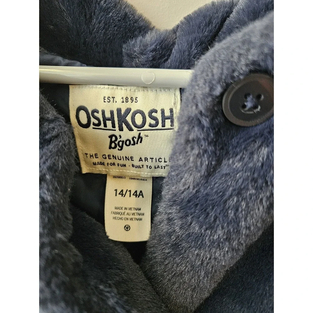 Oshkosh B'gosh Navy Blue Faux Fur Jacket Sz 14‎